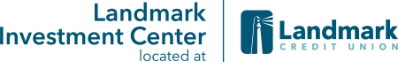 Blue logo reading: 'Landmark Investment Center located at Landmark Credit Union'