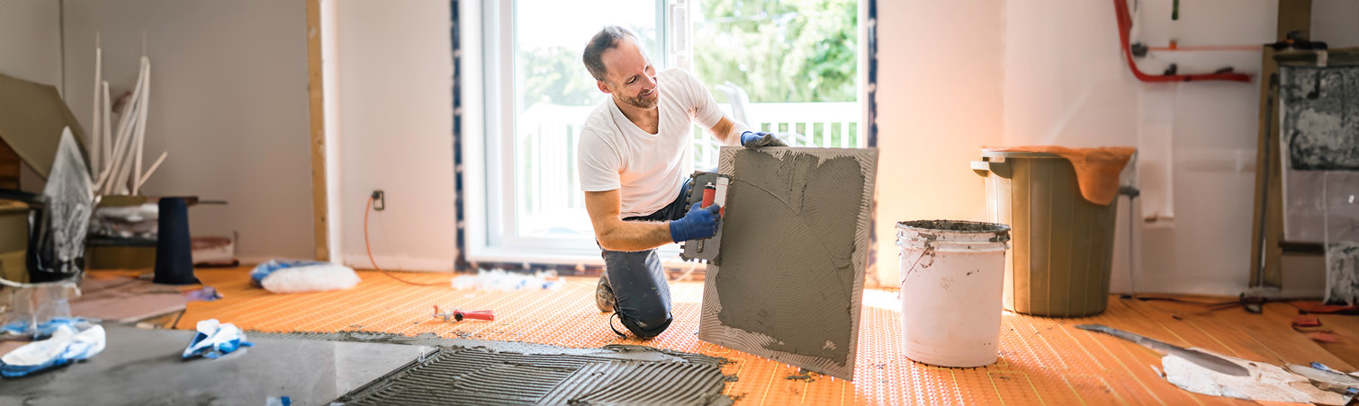 A homeowner is in the middle of doing some home improvements.