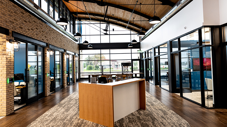 Oconomowoc branch building interior lobby seating area
